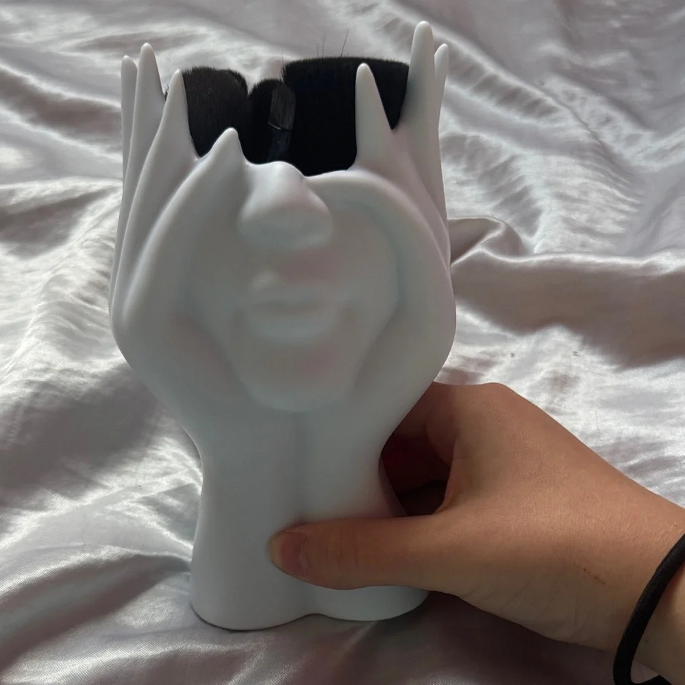 White Abstract Face Sculpture
